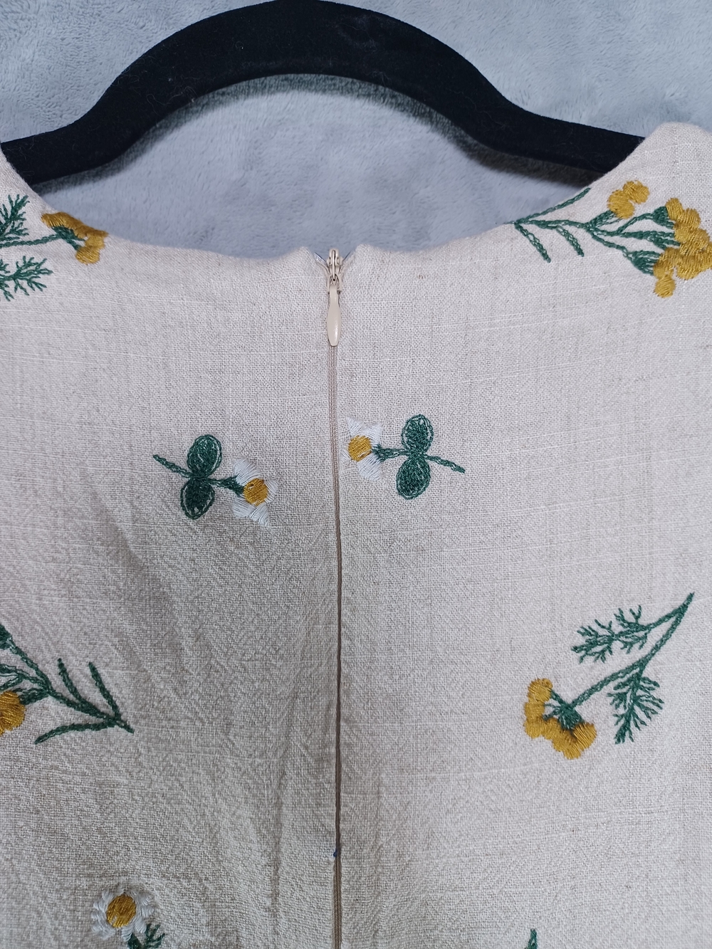 Kourt Midi Dress Med Embroidered Floral Puff Sleeve Pockets Cottagecore Prairie - Picture 8 of 13